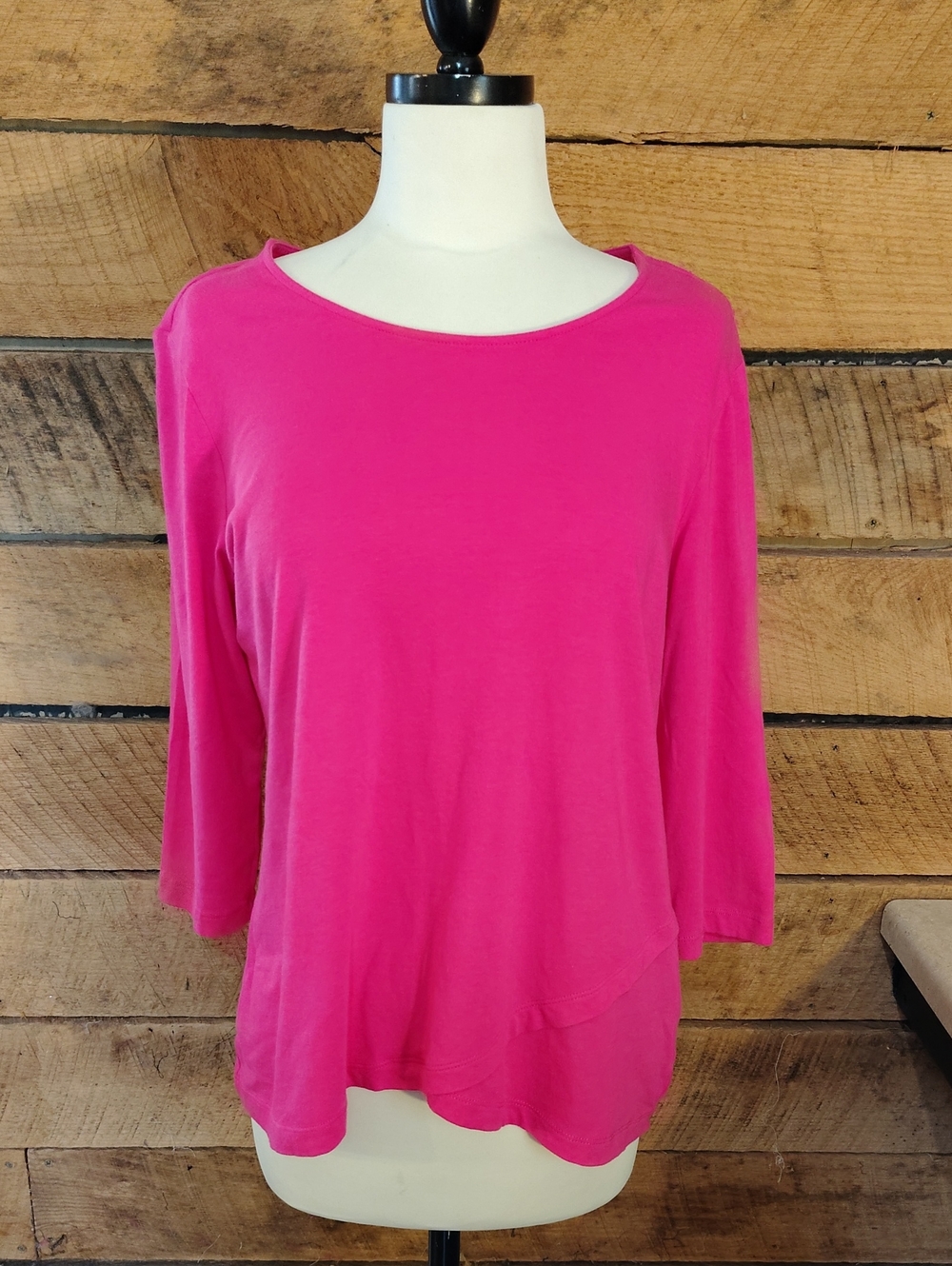 Christopher And Banks Women's Fuchsia Boatneck 3/4 Sleeve Top Sz P/M